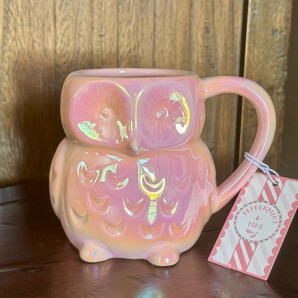 Iridescent Pink Owl Mug - Peppermint and Pine Collection - Picture 2 of 11